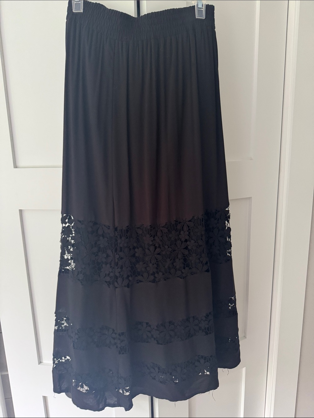 INC International Concepts Black Lace-Trim Maxi Skirt lined
